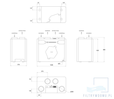 Rekuperator Thessla Green AirPack4 400v Enthalpy wymiary
